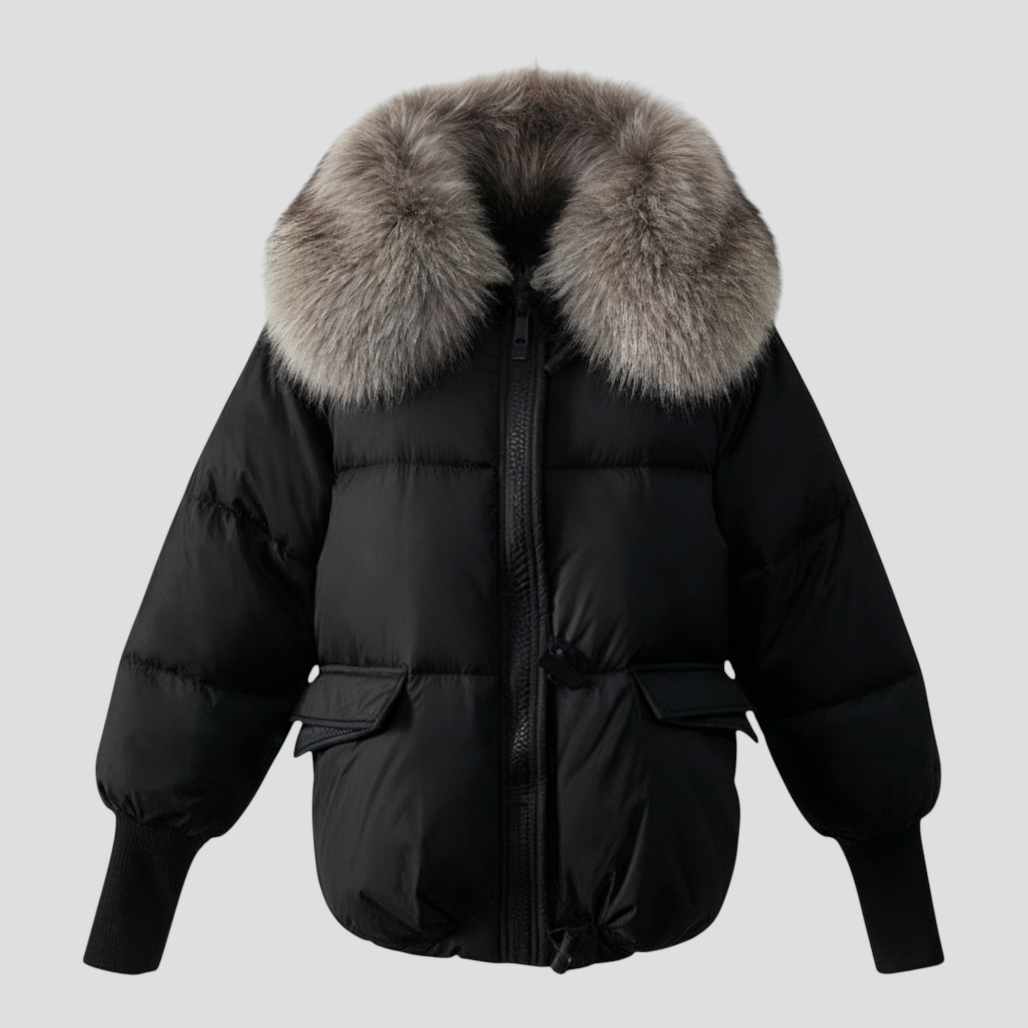 Dame Vinterjakke med Pelskrave og Tykt Fyld
