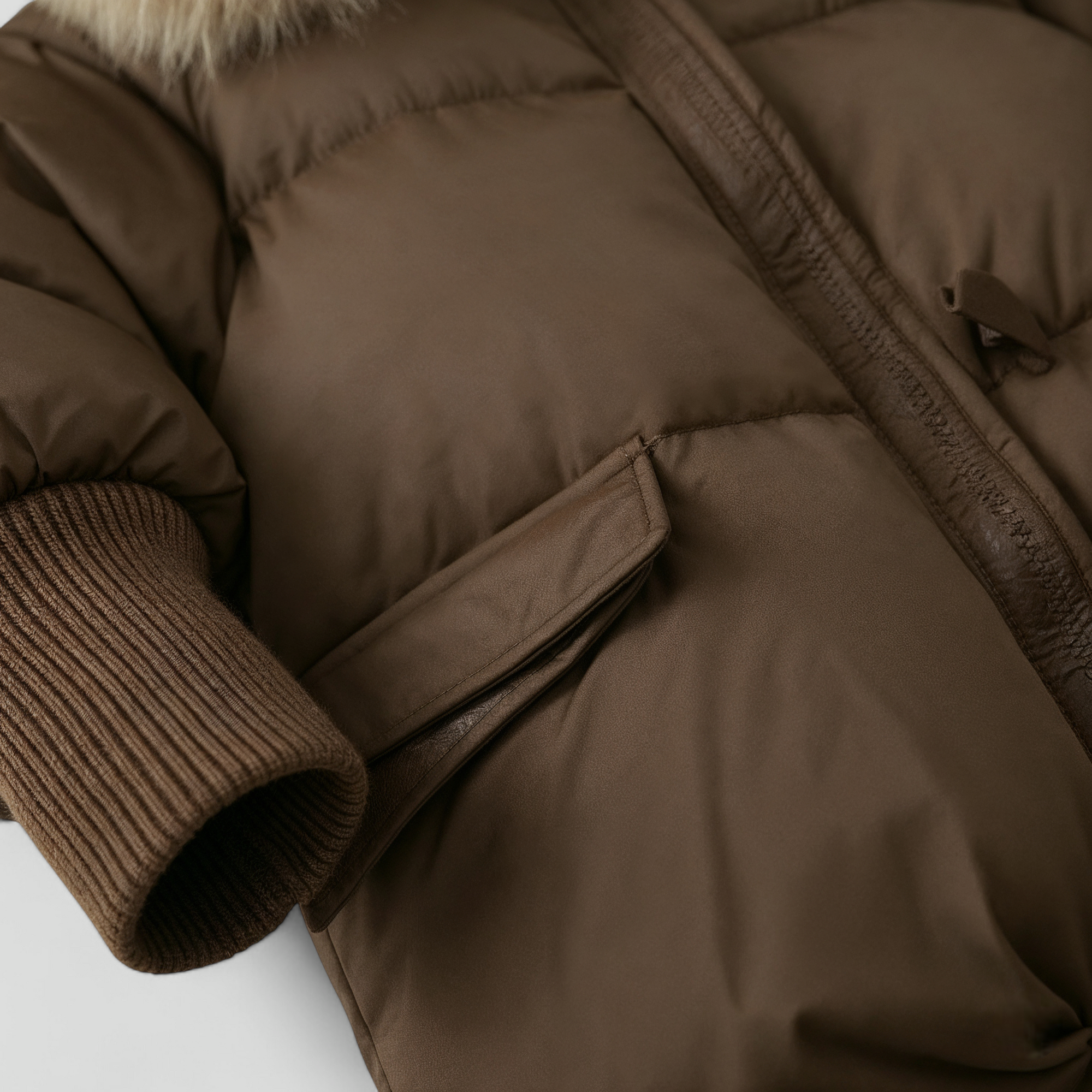 Dame Vinterjakke med Pelskrave og Tykt Fyld