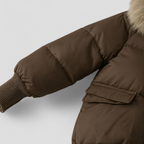 Dame Vinterjakke med Pelskrave og Tykt Fyld