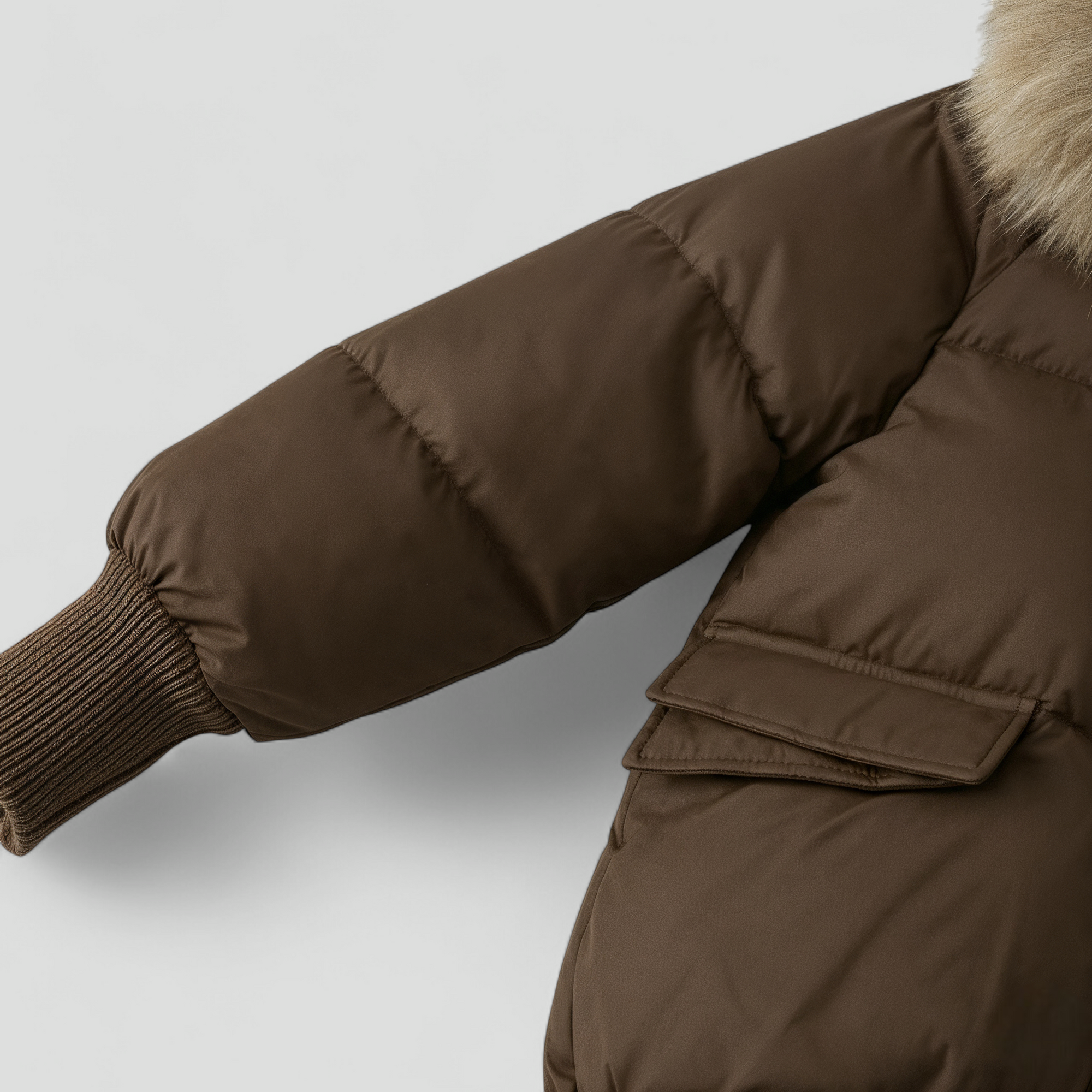 Dame Vinterjakke med Pelskrave og Tykt Fyld