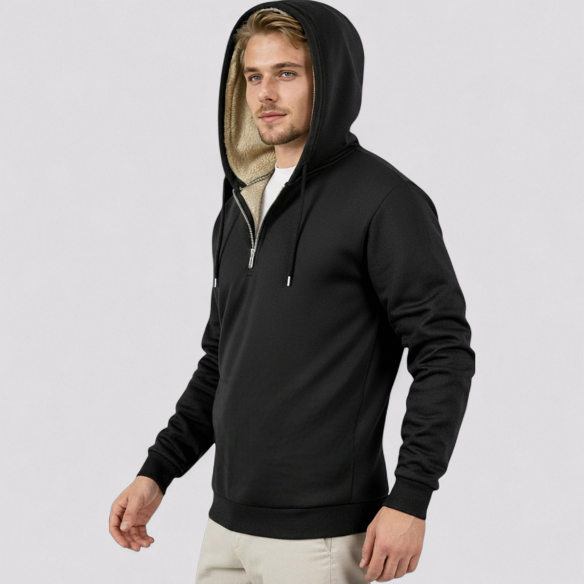 Fleecetrøje til Herre med Halv Lynlås