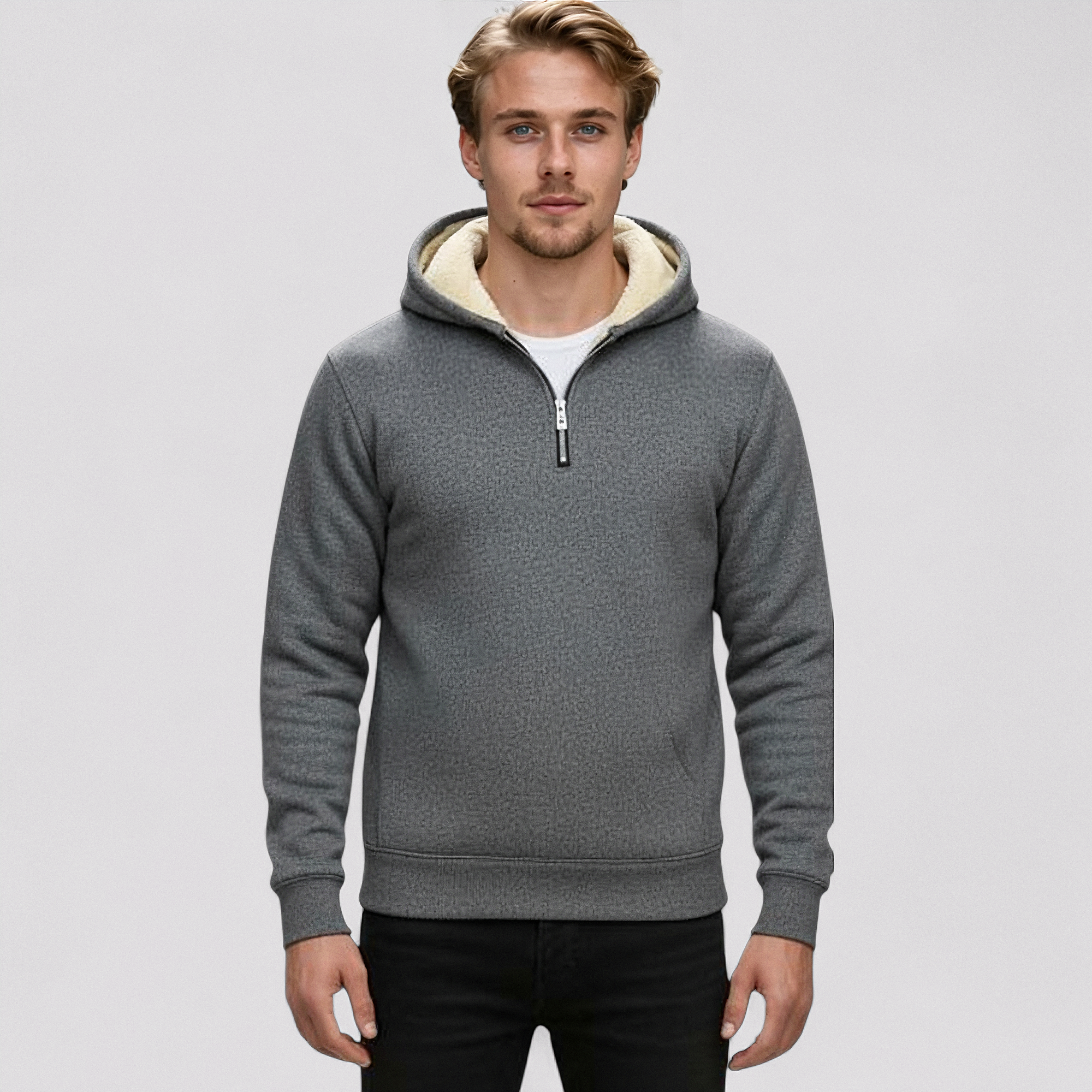 Fleecetrøje til Herre med Halv Lynlås