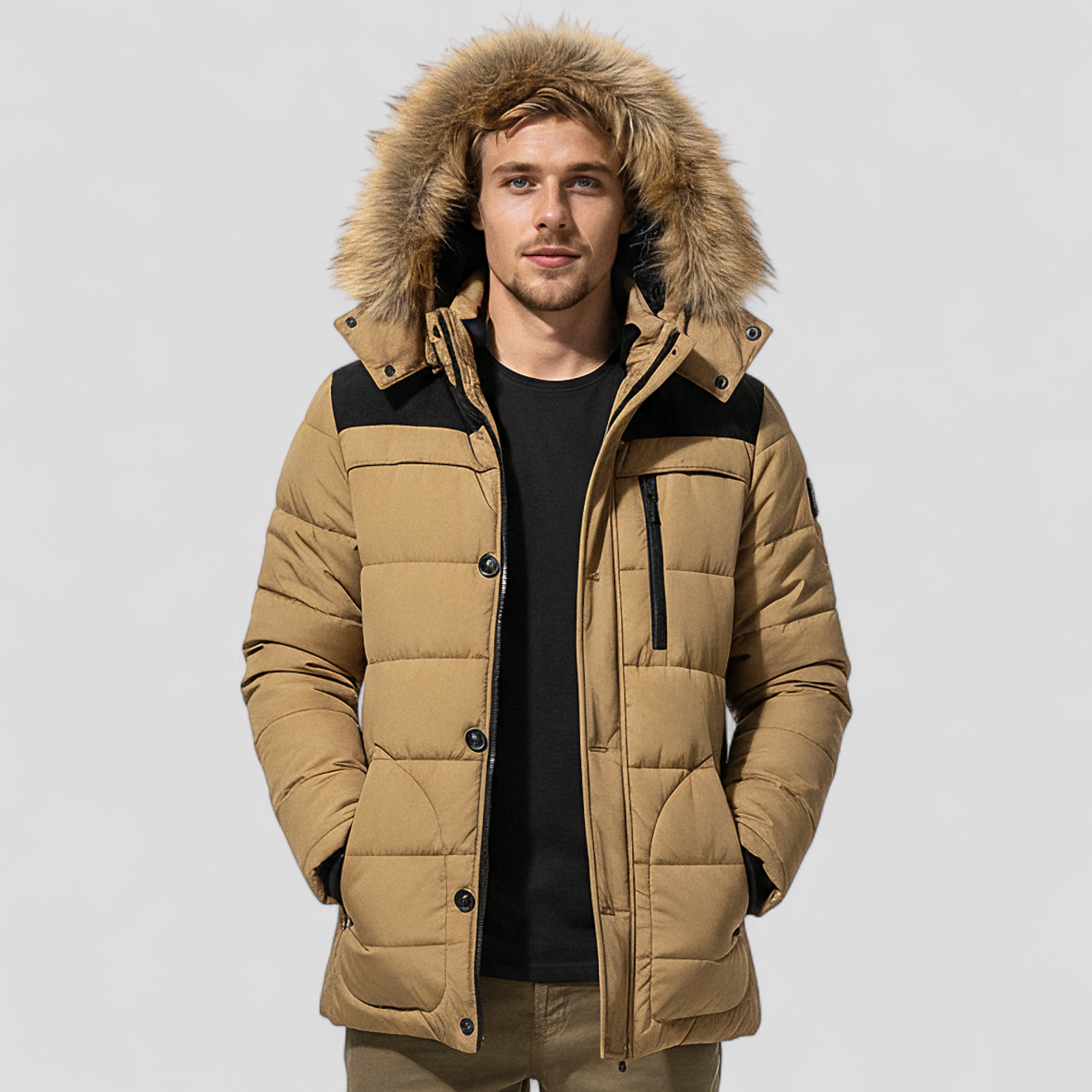 Herre Fleece Jakke med Hætte til Udendørsbrug