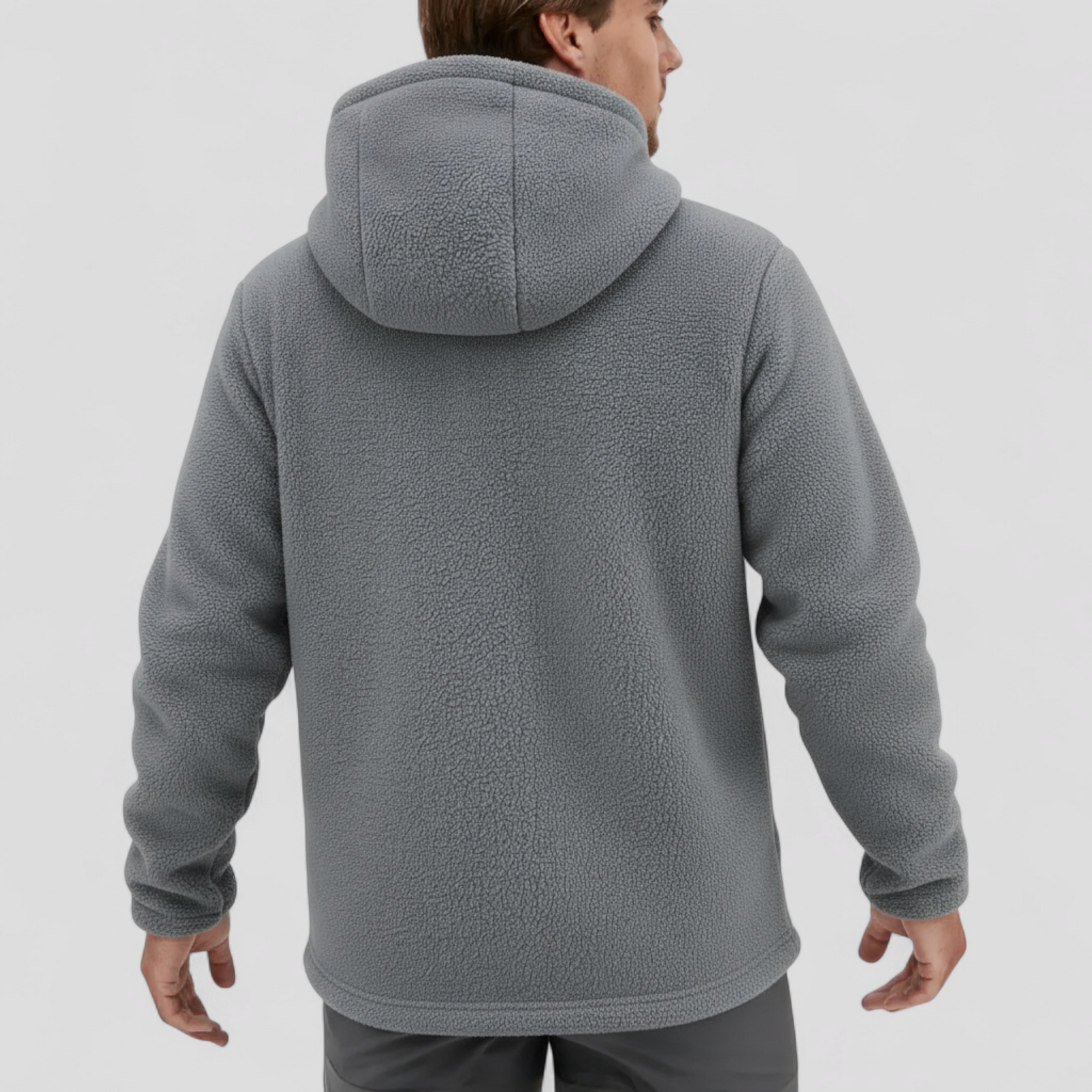 Herre Varm Fleece Jakke med Hætte