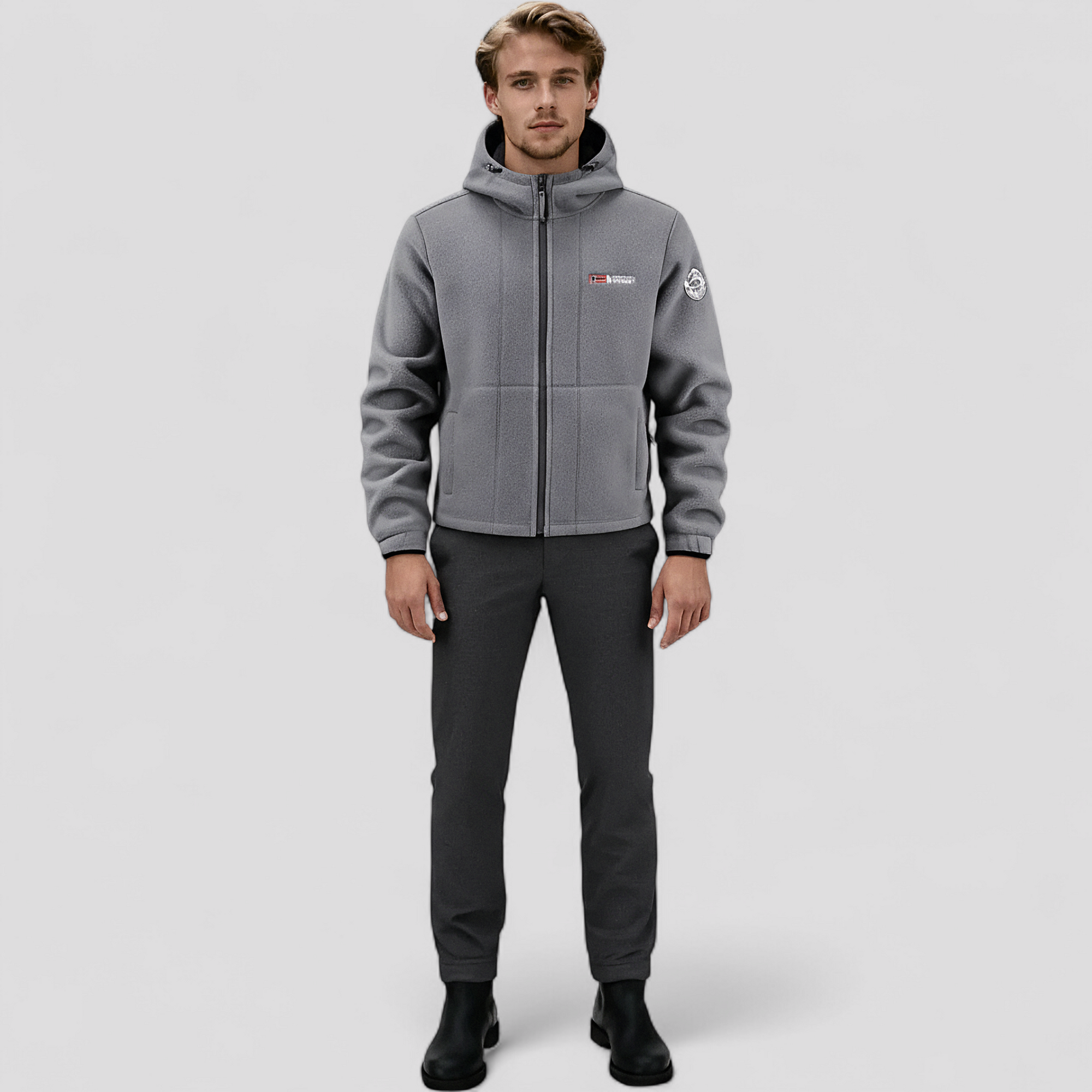 Herre Varm Fleece Jakke med Hætte