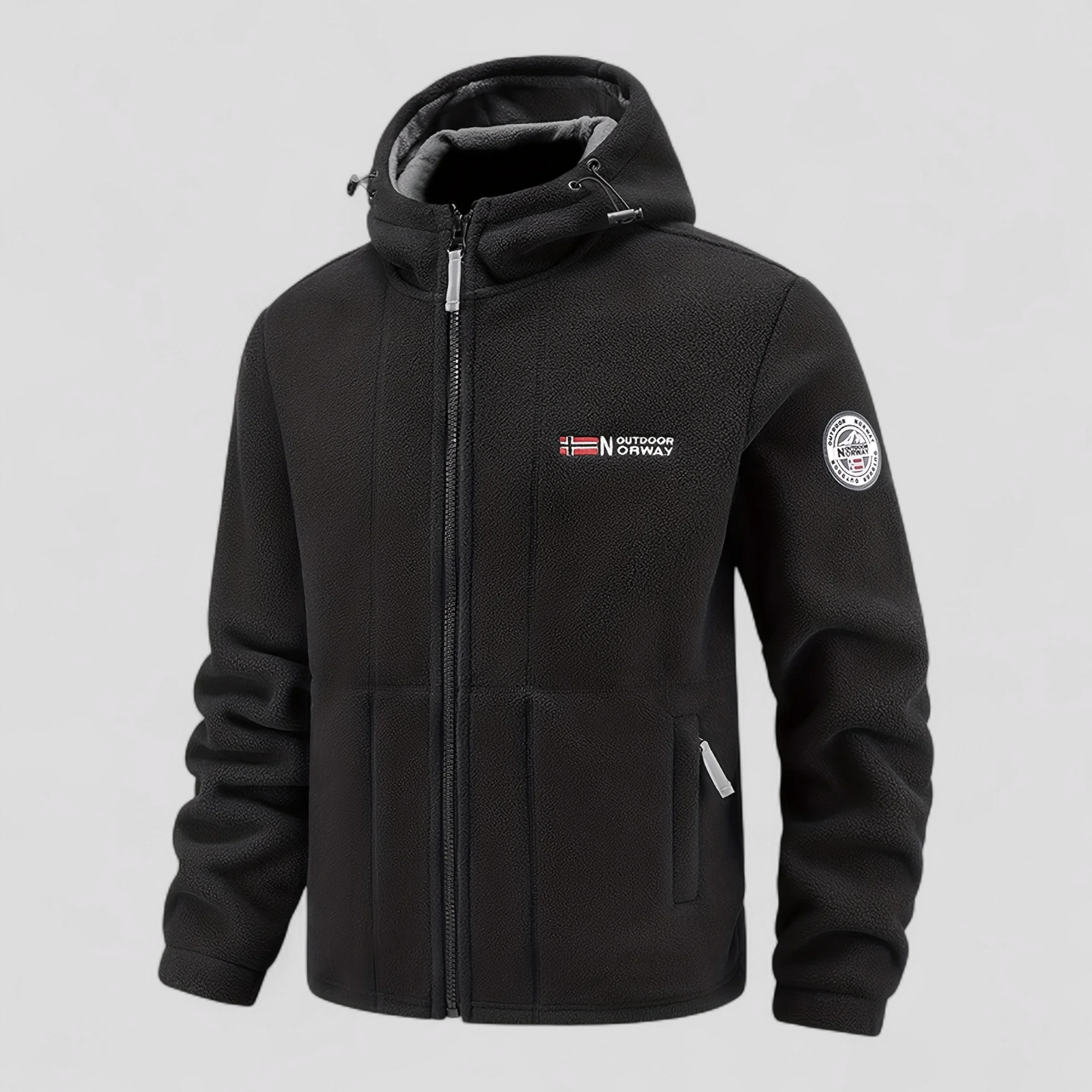 Herre Varm Fleece Jakke med Hætte