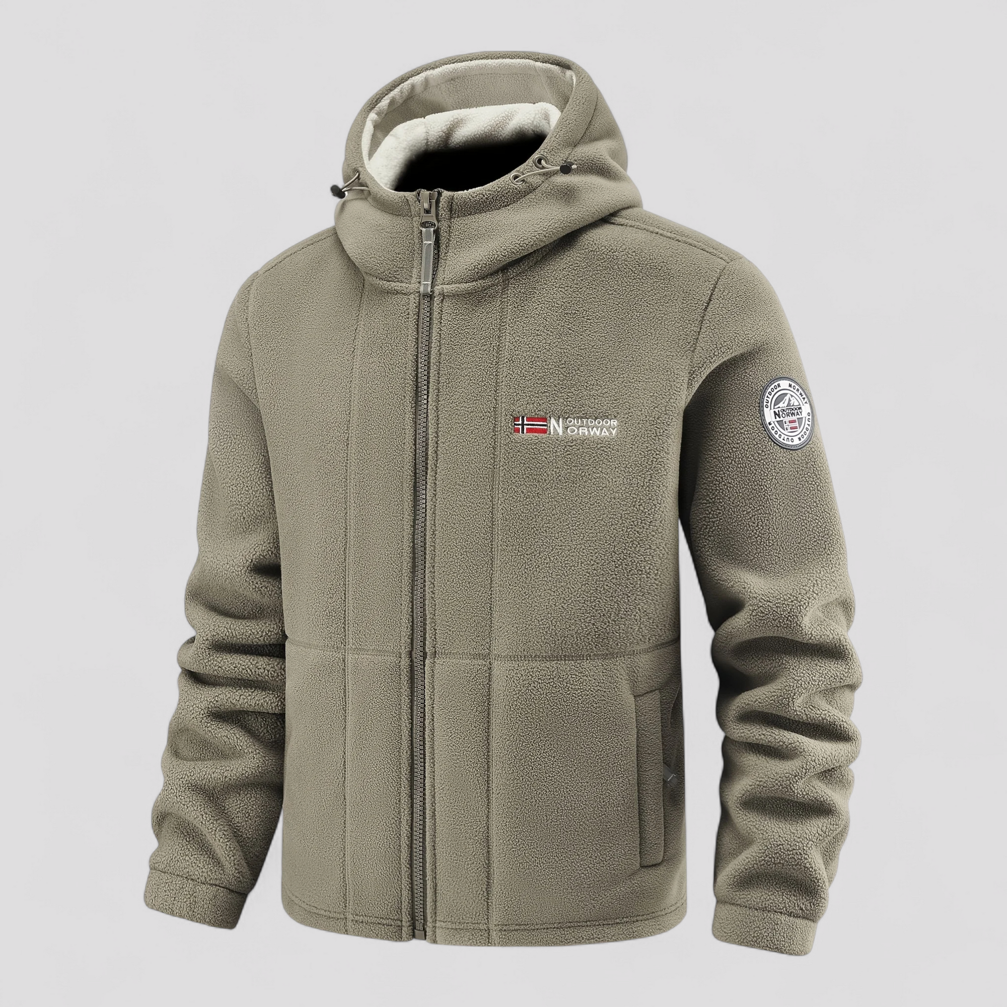 Herre Varm Fleece Jakke med Hætte