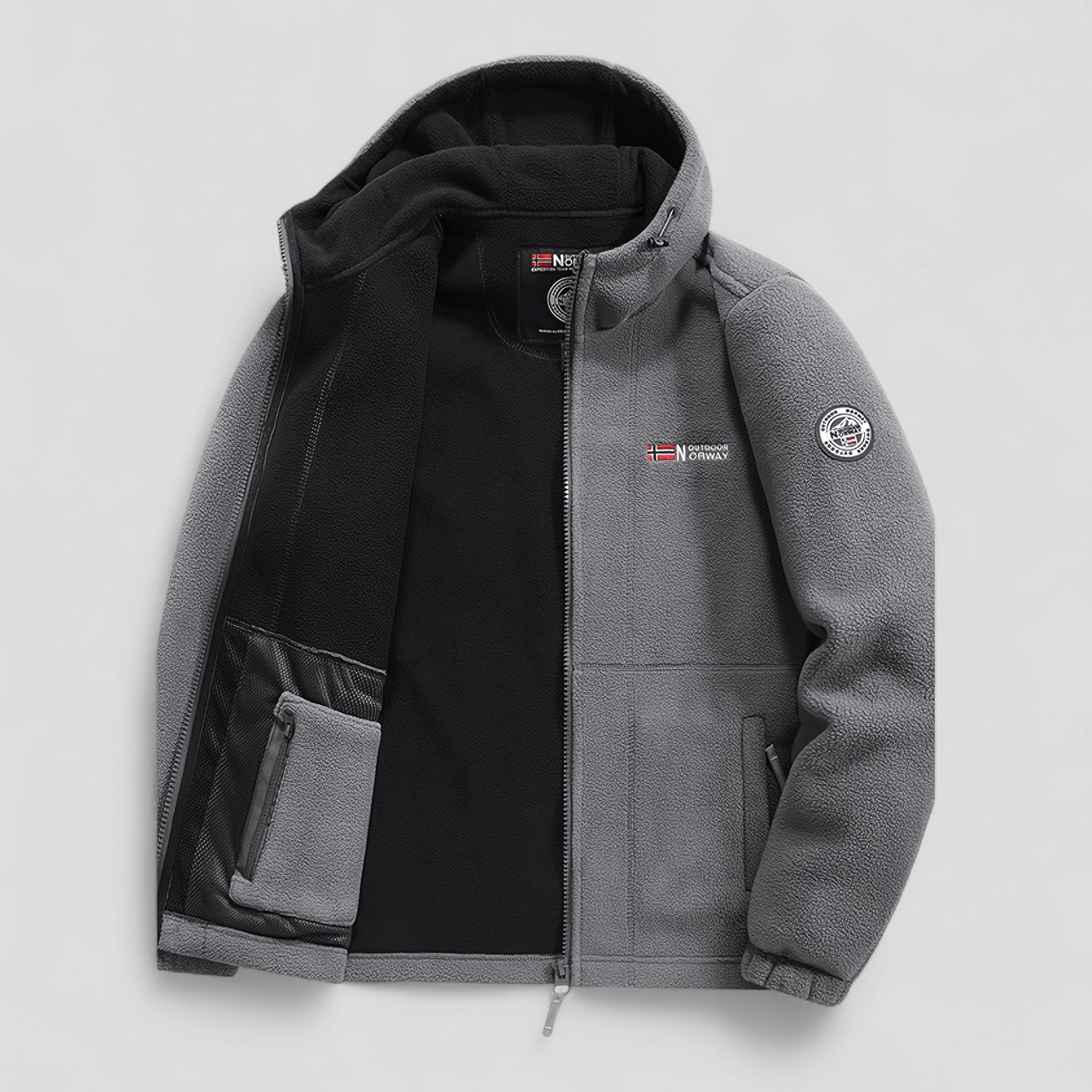 Herre Varm Fleece Jakke med Hætte