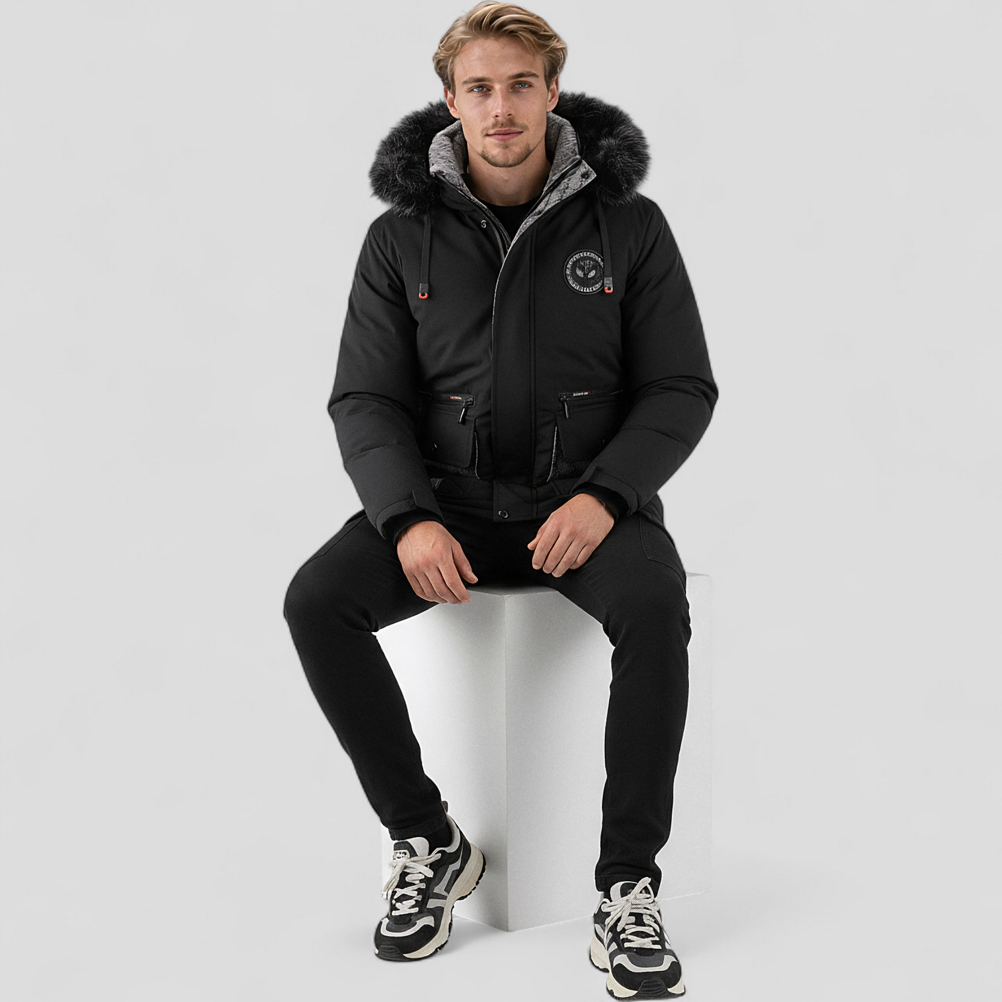 Herre Vindtæt Bomuldsjakke med Hætte