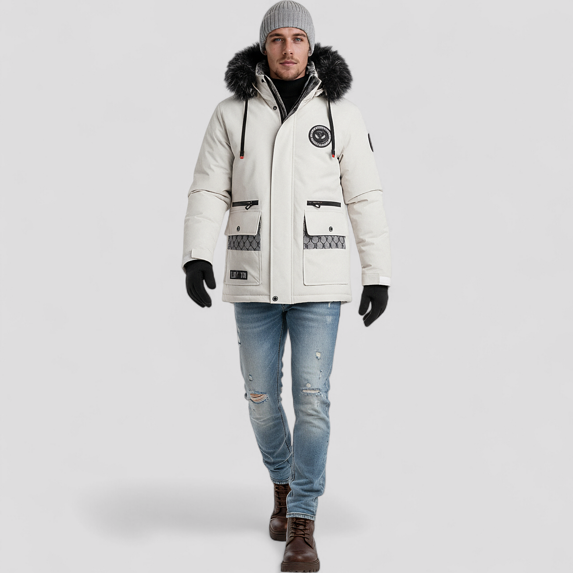 Herre Vindtæt Bomuldsjakke med Hætte