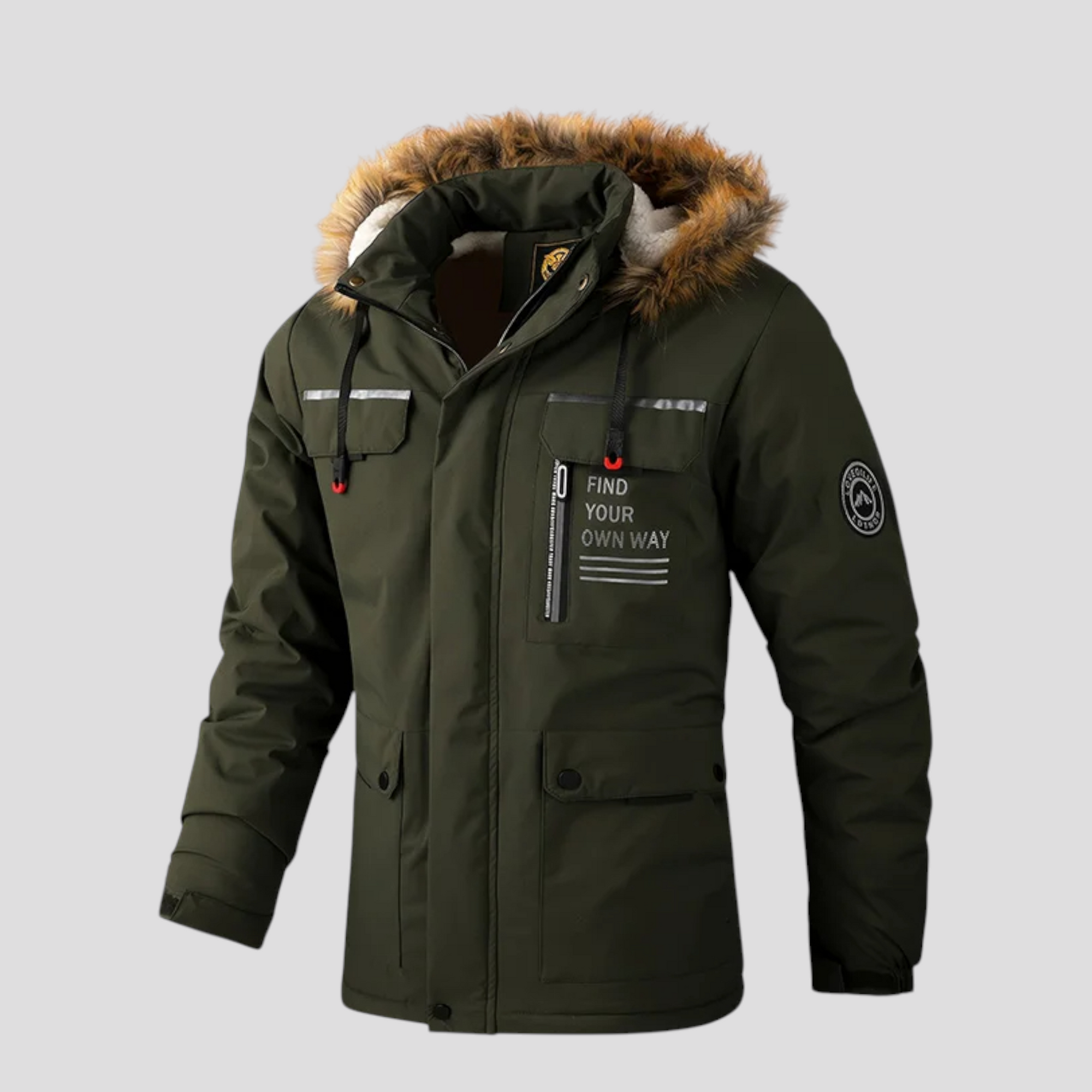 Herre Vindtæt Vinterjakke med Aftagelig Hætte