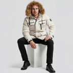 Herre Vindtæt Vinterjakke med Aftagelig Hætte