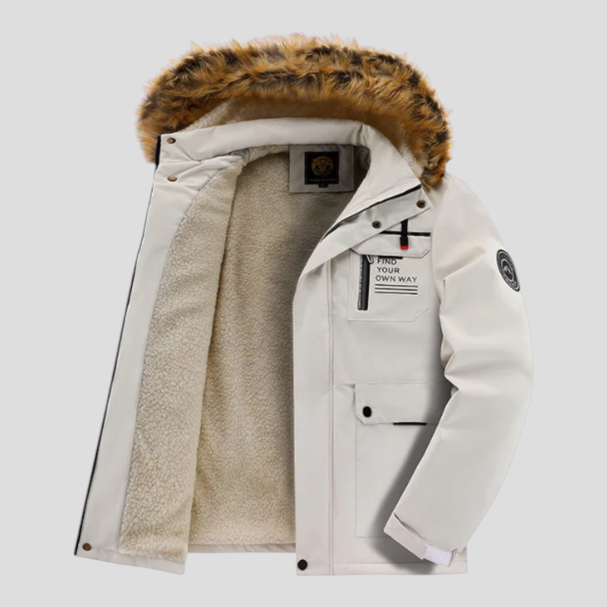 Herre Vindtæt Vinterjakke med Aftagelig Hætte