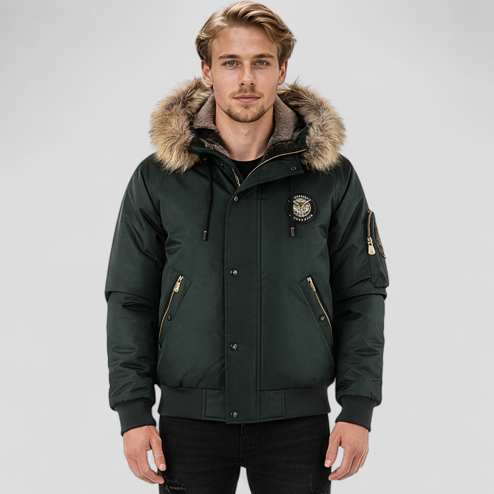 Herre Vinterjakke med Aftagelig Hætte