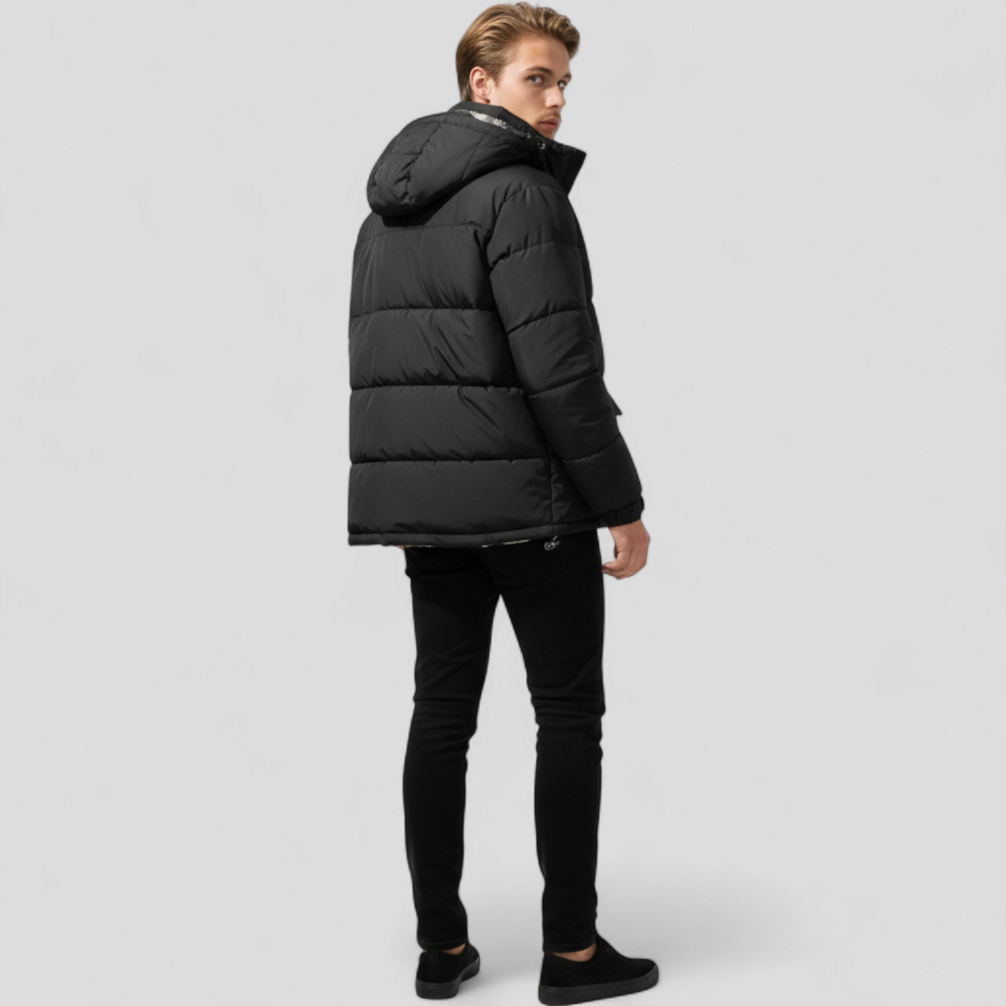 Herre Vinterjakke med Hætte og Lommer