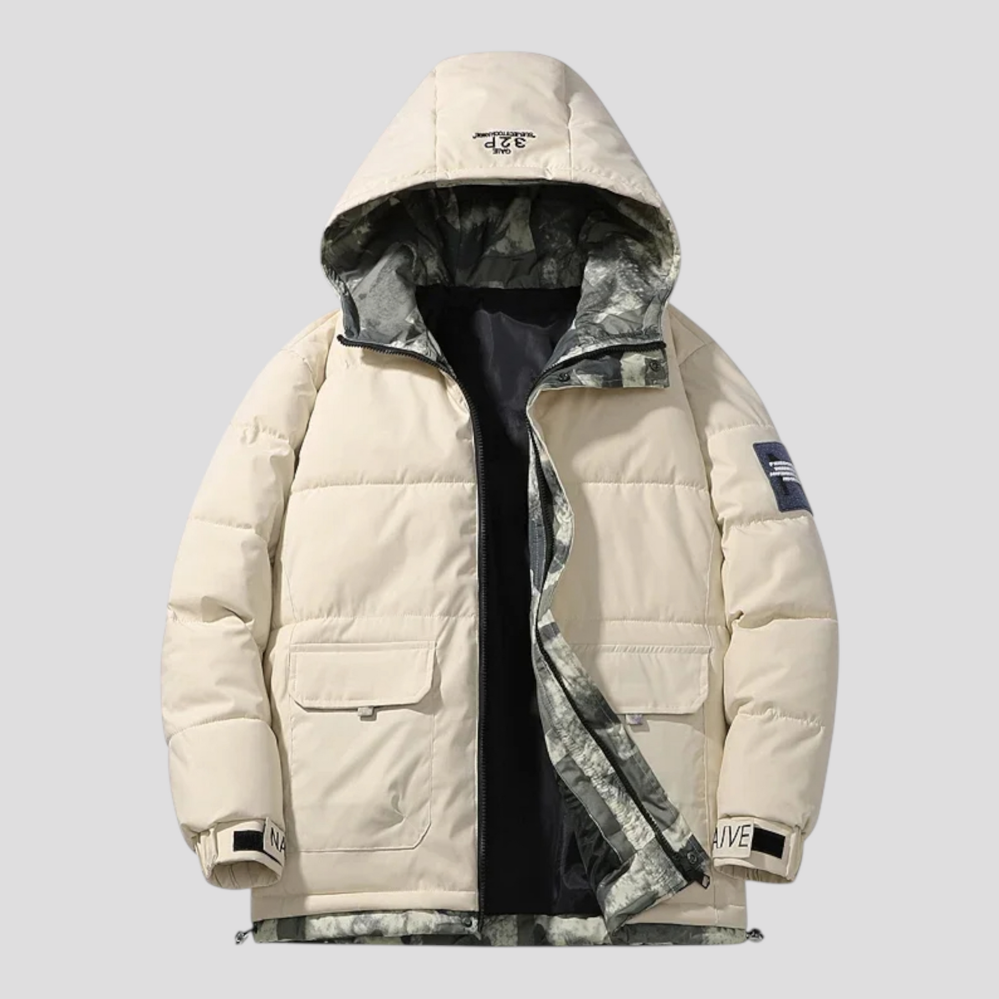 Herre Vinterjakke med Hætte og Lommer