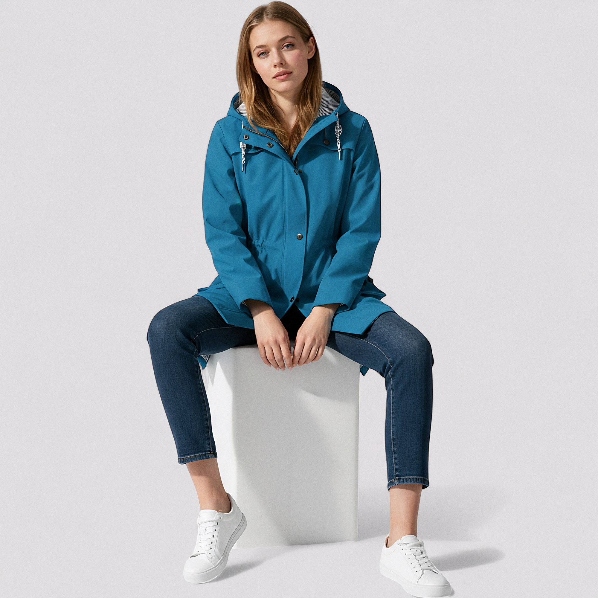 Lang Dame Regnfrakke i Vandafvisende Materiale