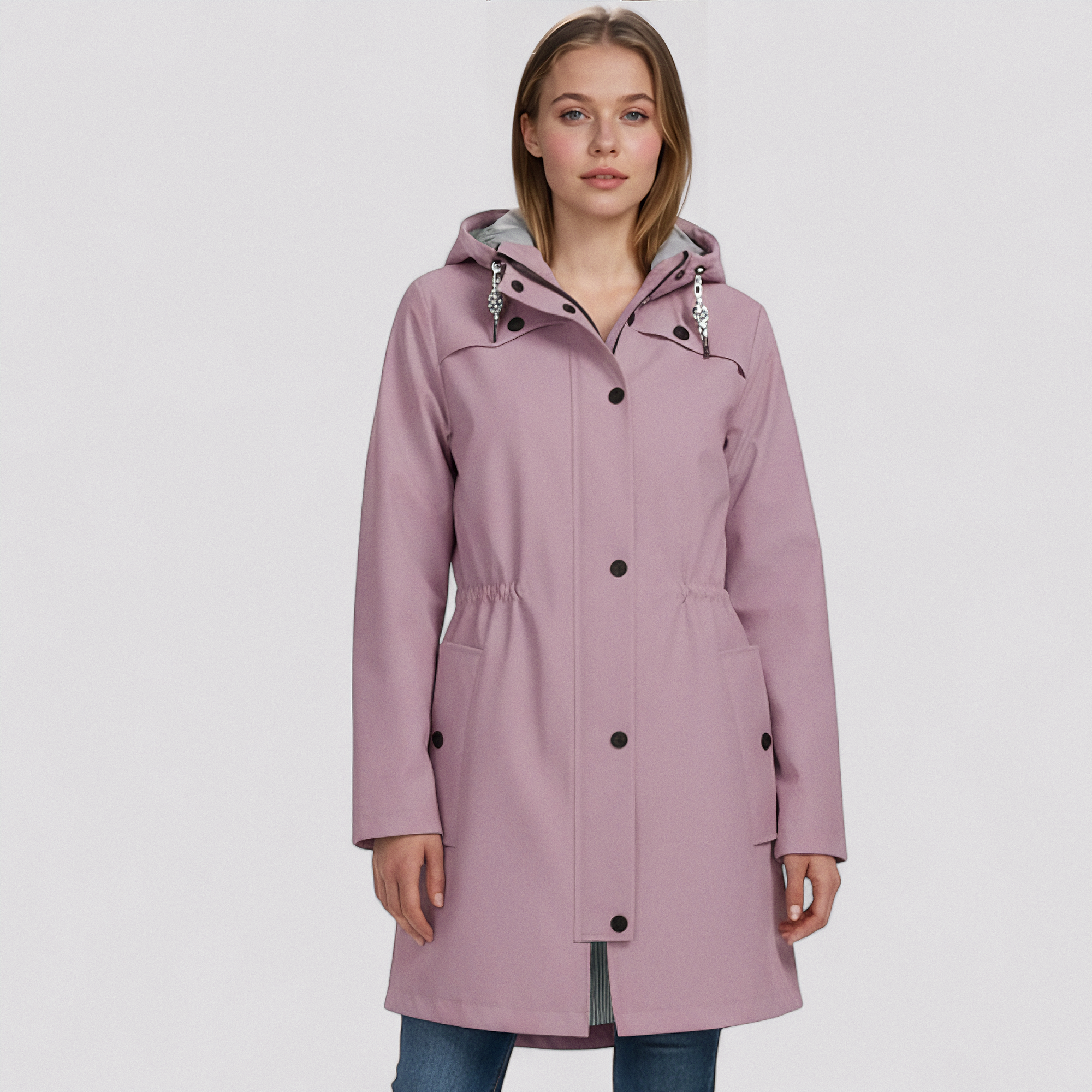 Lang Dame Regnfrakke i Vandafvisende Materiale