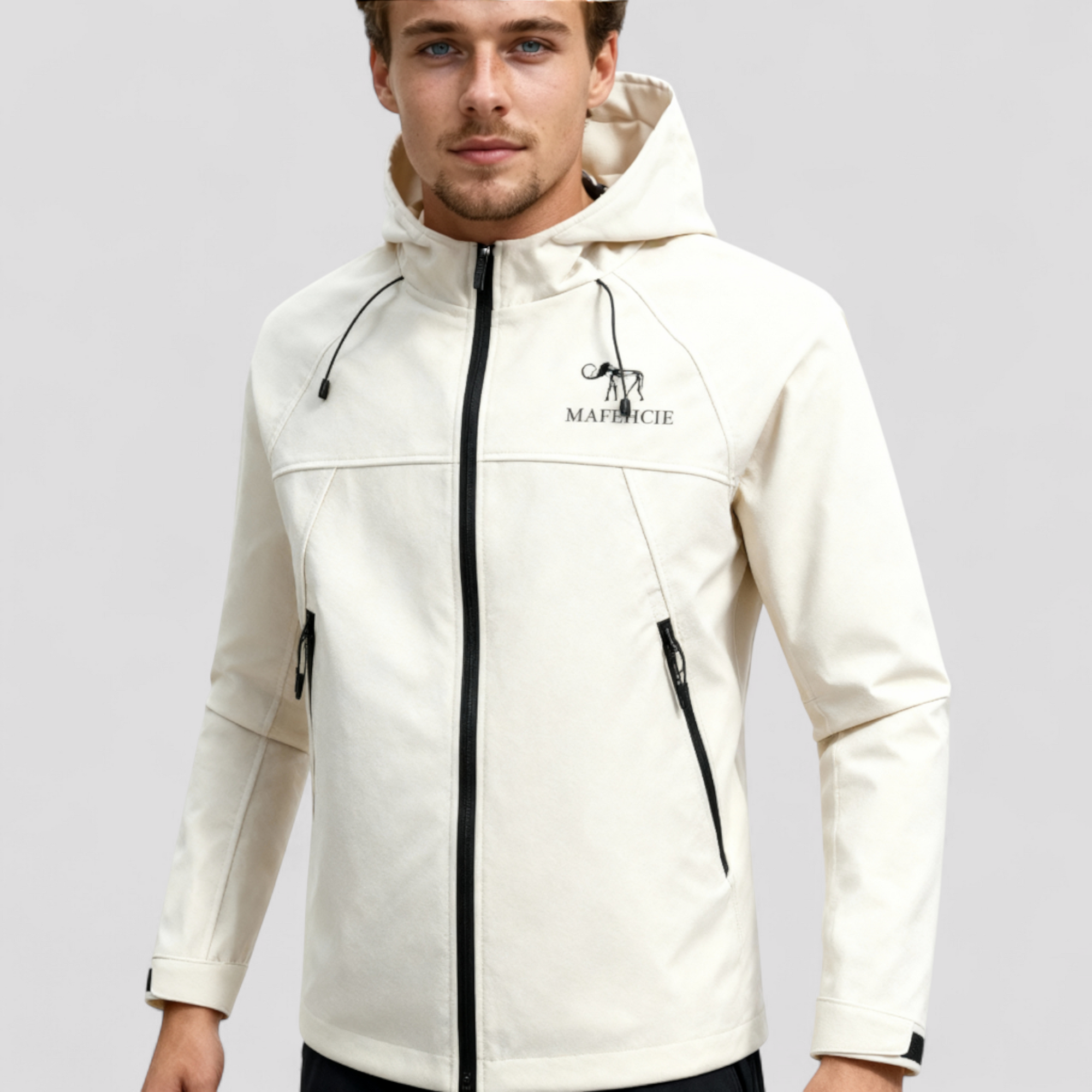 Let Vandafvisende Herre Vindjakke med Aftagelig Hætte – Til Udendørs Aktiviteter