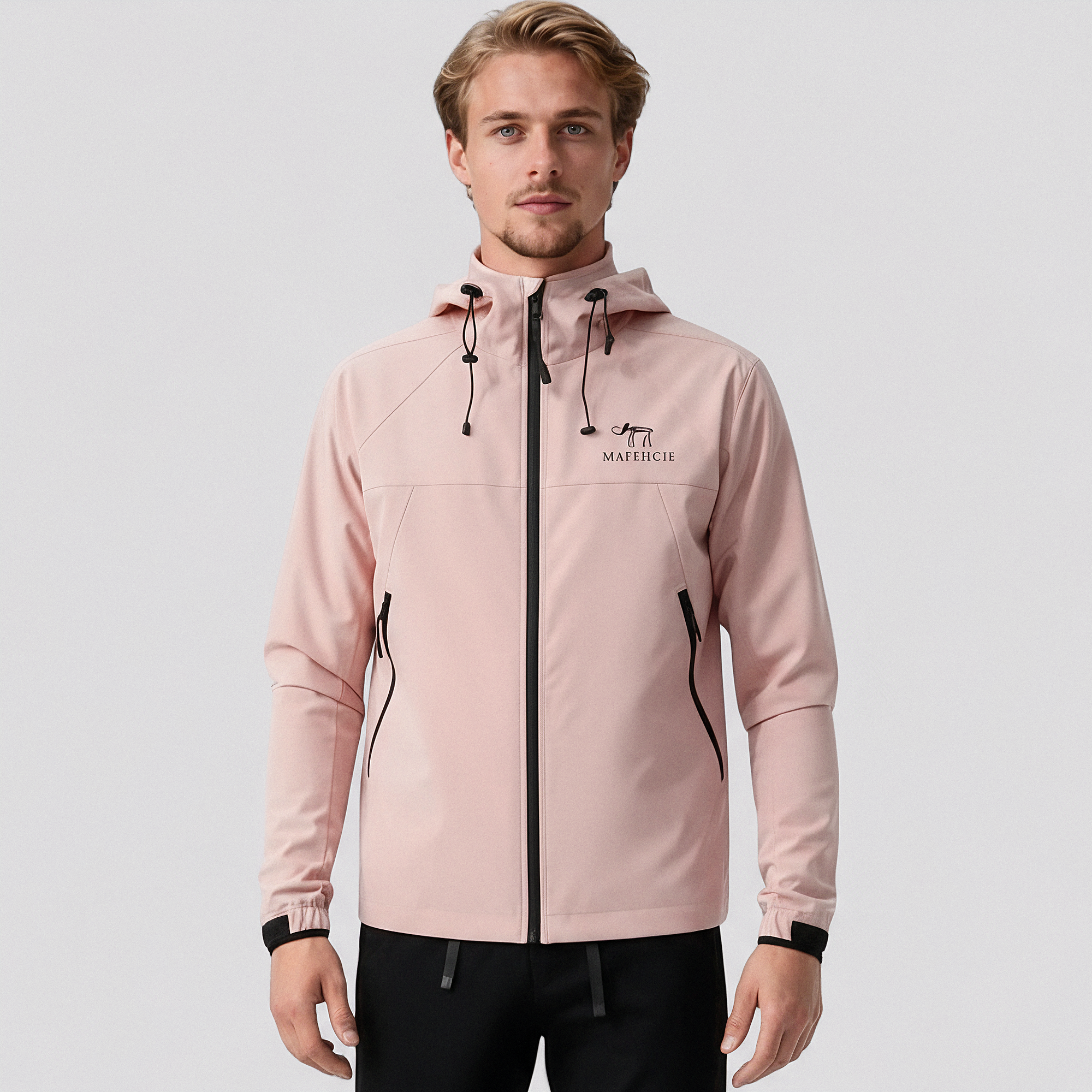 Let Vandafvisende Herre Vindjakke med Aftagelig Hætte – Til Udendørs Aktiviteter