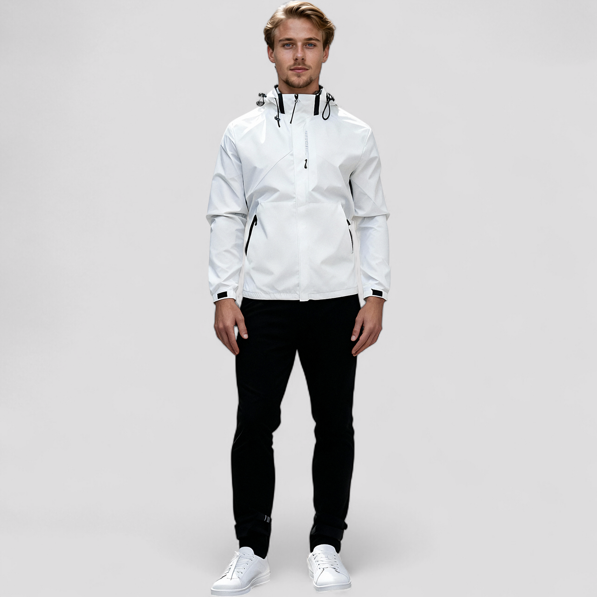 Mænds Letvægts Vindtæt Jakke til Udendørs Brug