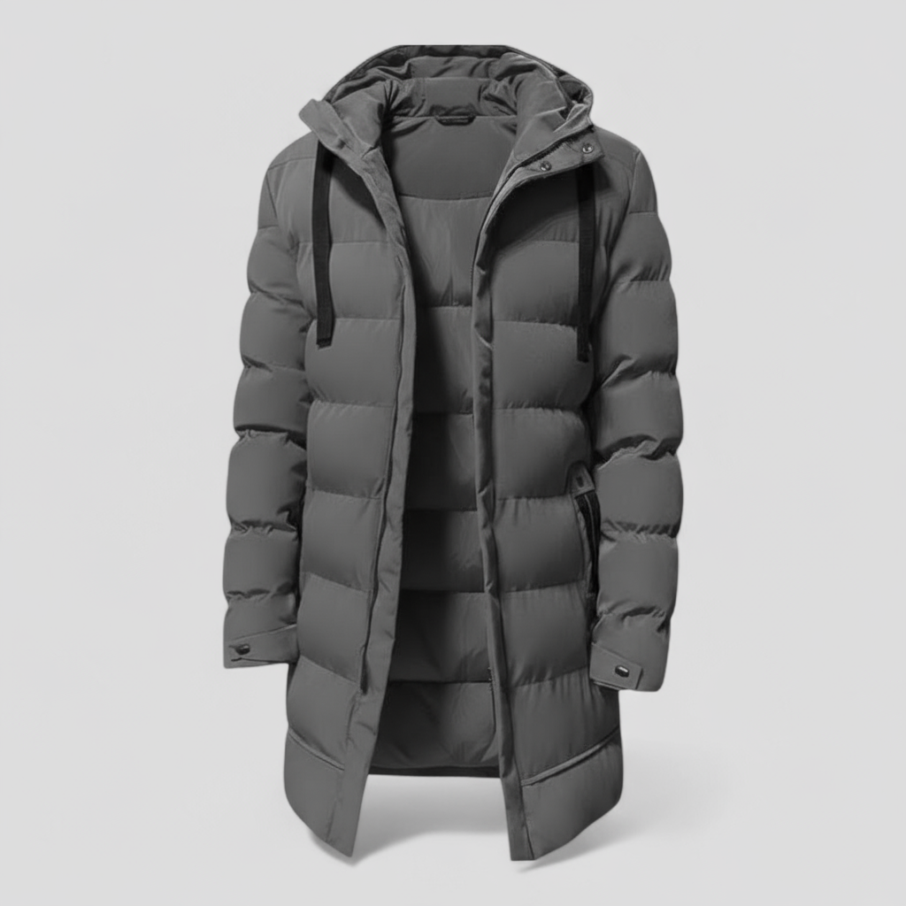 Mænds Varm Lang Jakke med Hætte