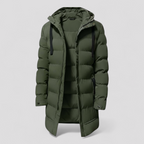 Mænds Varm Lang Jakke med Hætte