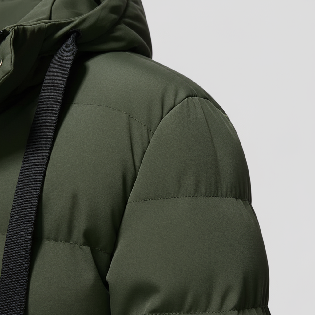 Mænds Varm Lang Jakke med Hætte