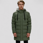 Mænds Varm Lang Jakke med Hætte