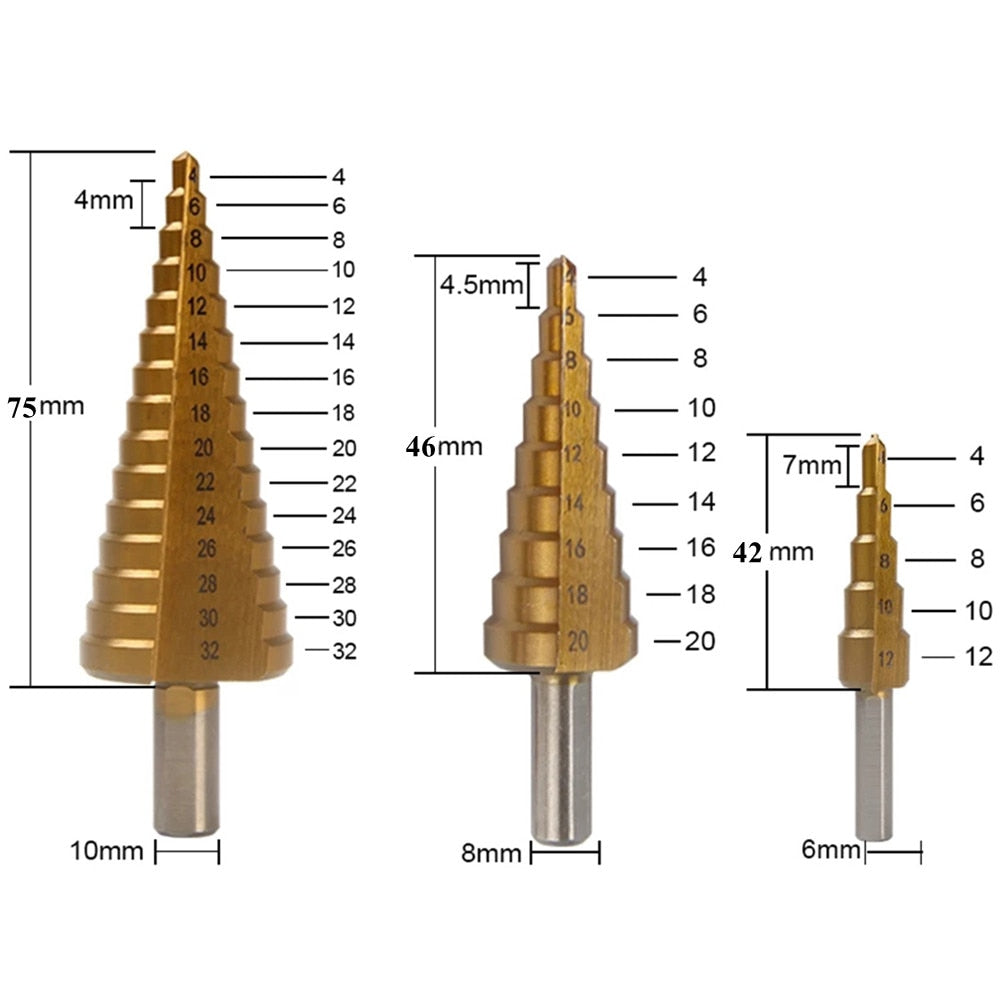 6-delt Titanium Bore Sæt | Til præcist boring gennem metal, træ og andre materialer