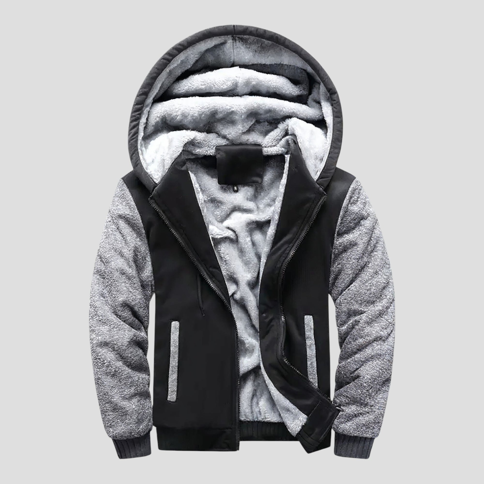 Varm Fleecejakke med Hætte til Mænd