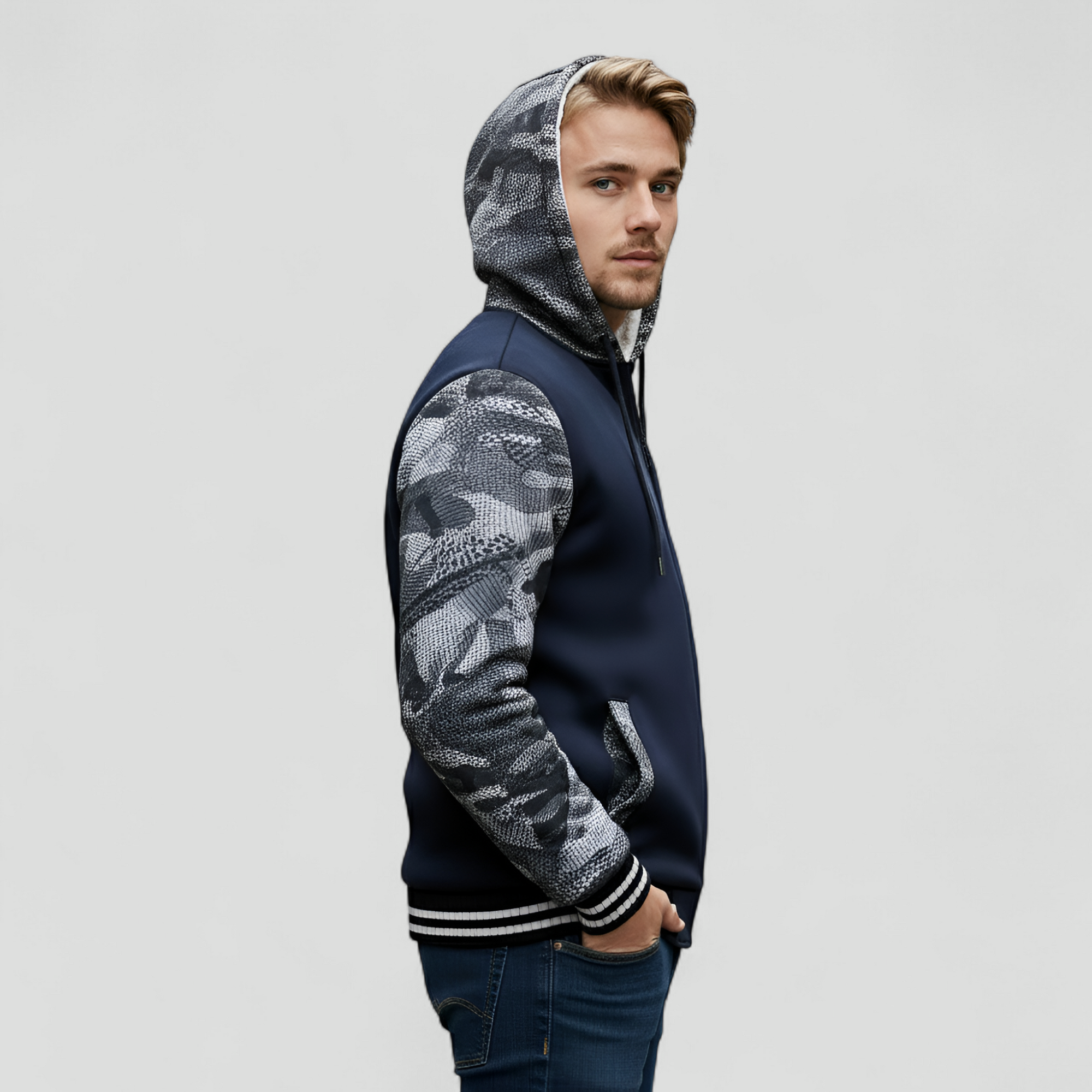 Varm Fleecejakke med Hætte til Mænd