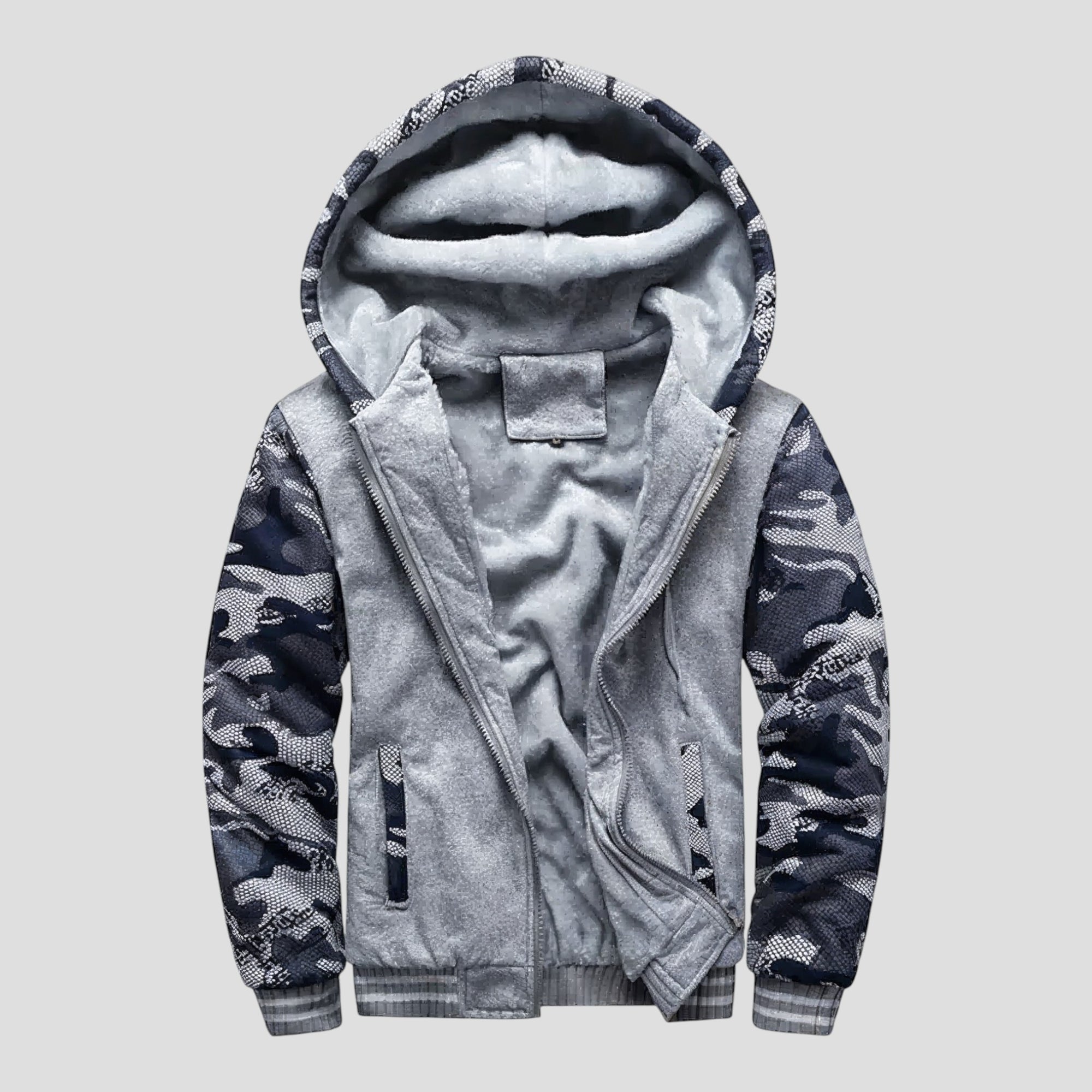 Varm Fleecejakke med Hætte til Mænd