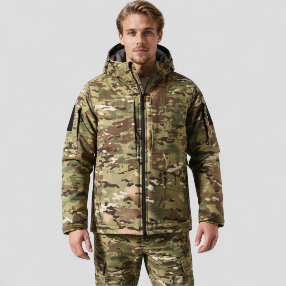 Varm camouflage-vinterjakke til mænd – vindtæt og komfortabel