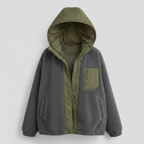 Vinterfrakke Dame med Hætte og Kontrast Syning