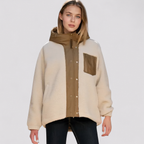 Vinterfrakke Dame med Hætte og Kontrast Syning