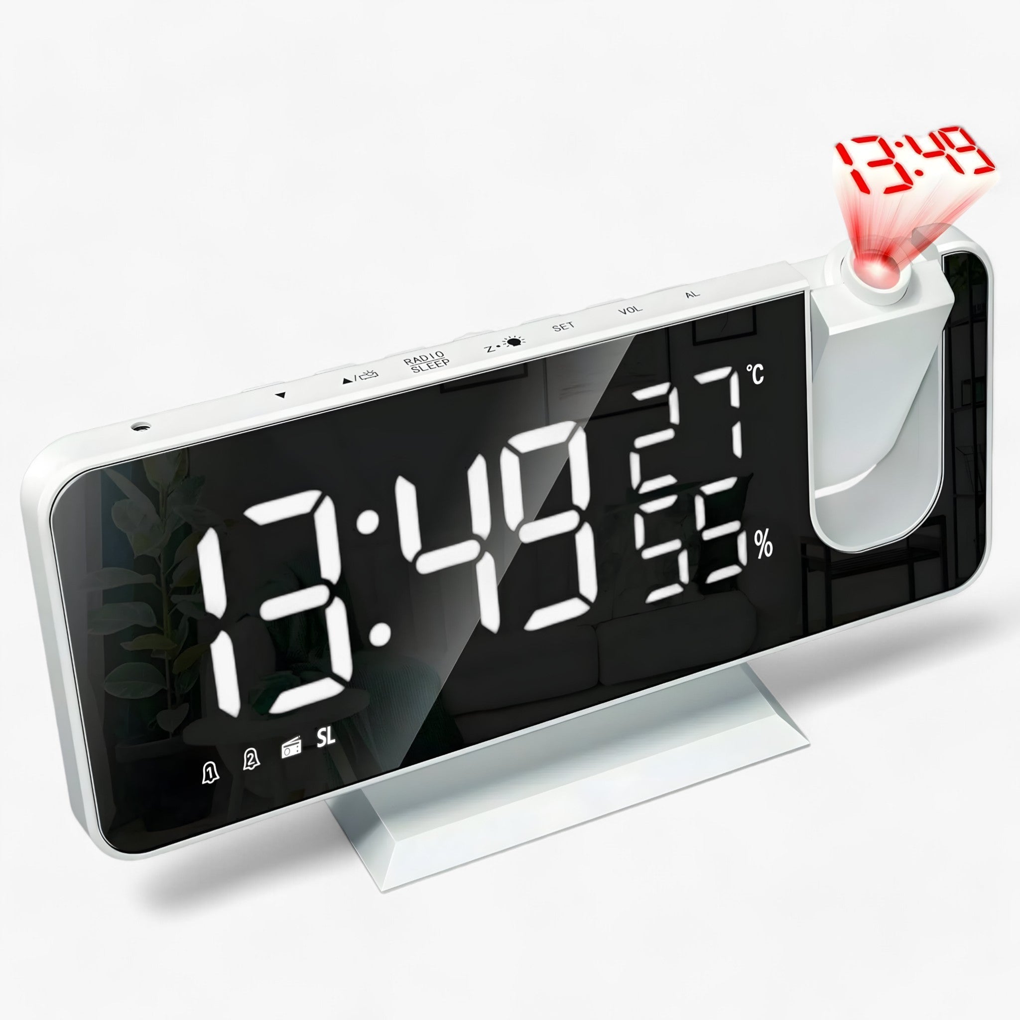 Aton | Smart Vækkeur - FM Radio & LED Display med 180° Ureprojektion